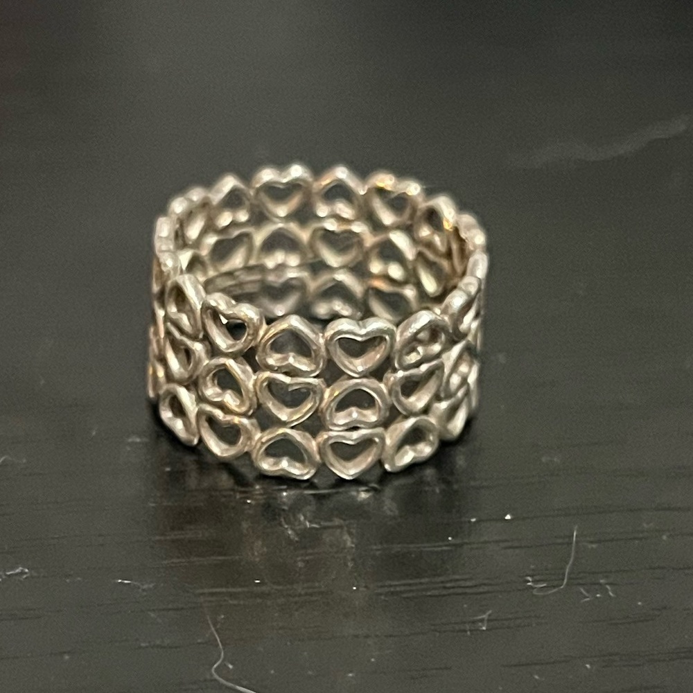 Tiffany & Co. Paloma Picasso Crown of Hearts Wide Band Sterling Silver Ring